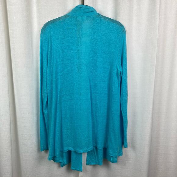 J.Jill Love Linen Light Blue Linen Long Sleeve Cardigan Sz.M - Picture 7 of 10